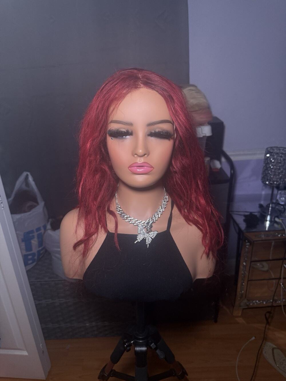 13x4 Cherry Red Human Hair Lace Front Wig